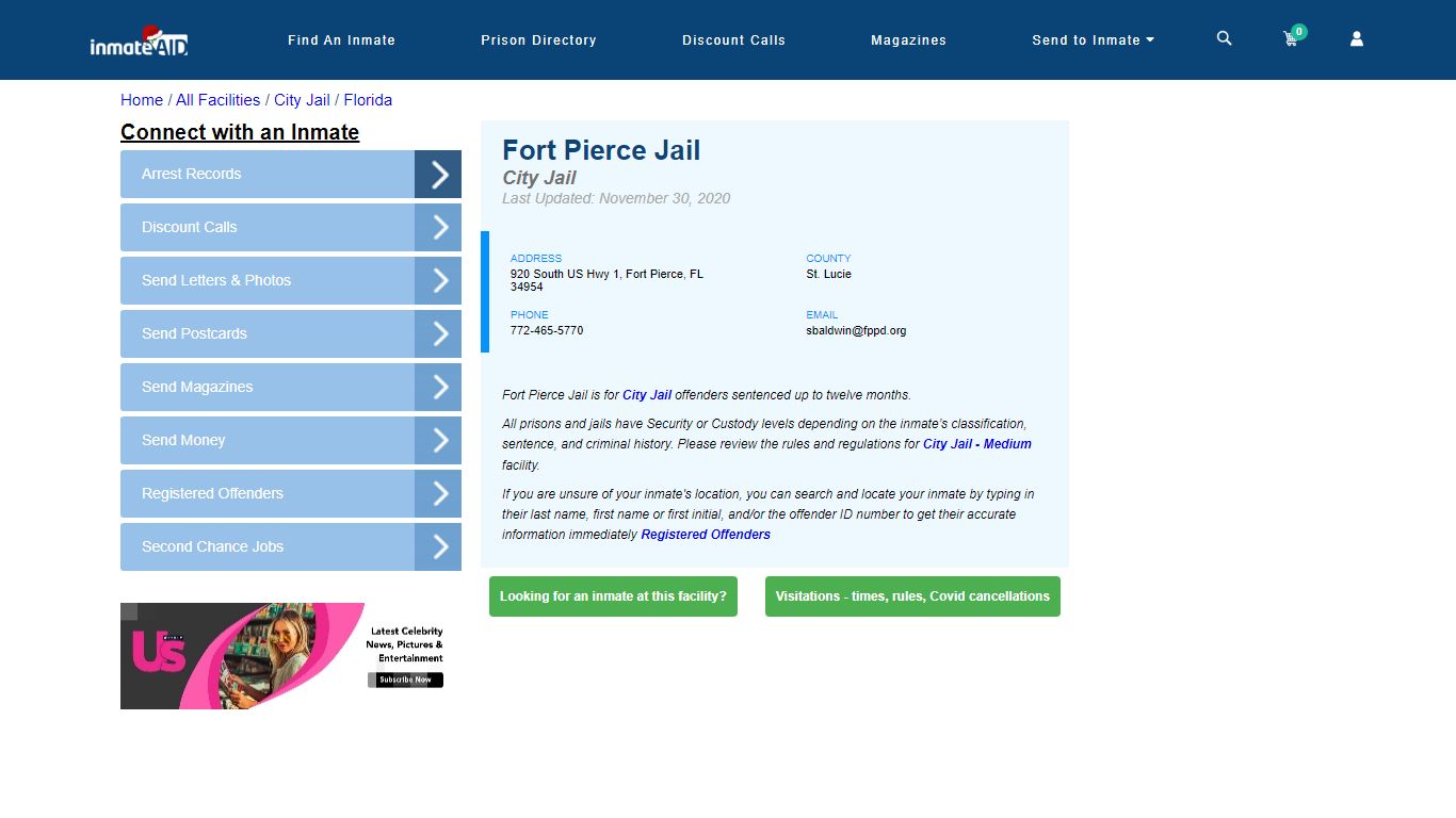 Fort Pierce Jail | Inmate Locator
